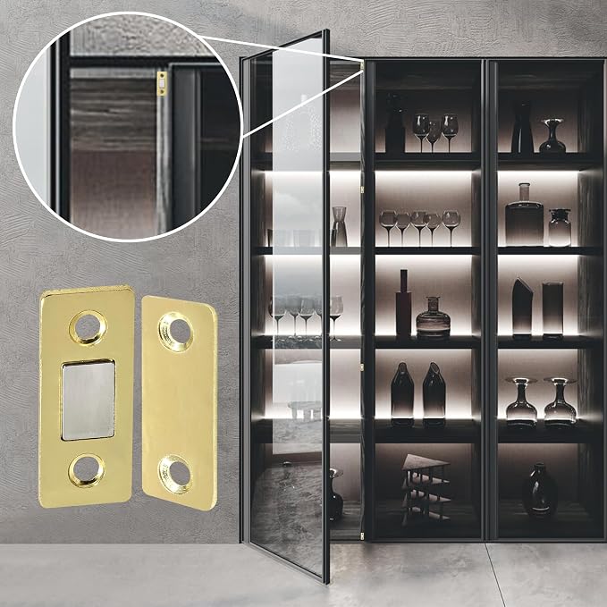 Cabinet Magnetic Catch, 10 Pack Gold Ultra Thin Magnetic Cabinet Door Catch - Image 6