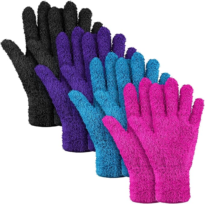 Bencailor 4 Pairs Microfiber Dusting Gloves Washable Reusable Cleaning Gloves by Bencailor