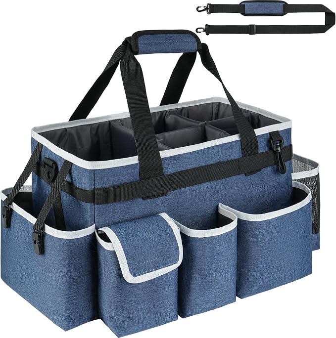 Cleaning Caddy Bag, Large Cleaning Supplies Organizer by ZIOZERTT