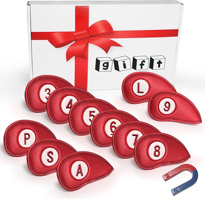 FINGER TEN Golf Club Covers for Irons Magnetic Value 11 Pack, Synthetic Leather by FINGERTENSport