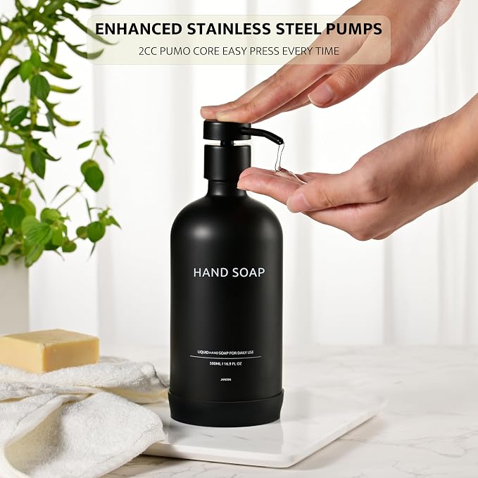 Glass Soap Dispenser Set by Janxin, Bathroom Soap Dispenser Set - Image 4