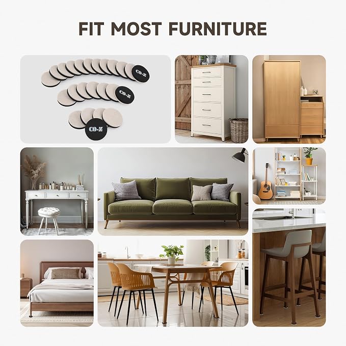 CO-Z 24pcs Felt Furniture Sliders - Image 6