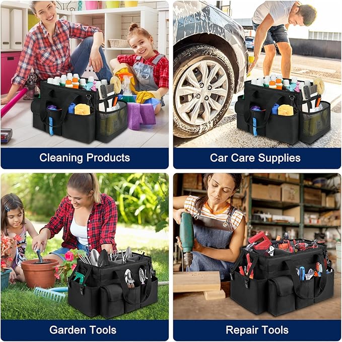 Cleaning Caddy Bag, Large Cleaning Supplies Organizer - Image 6