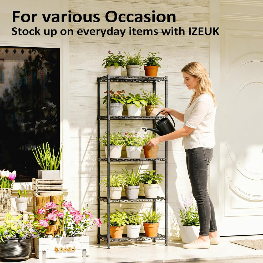 IZEUK 5-Tier Wire Shelving Unit, 24” Pantry Shelves Metal Storage Rack