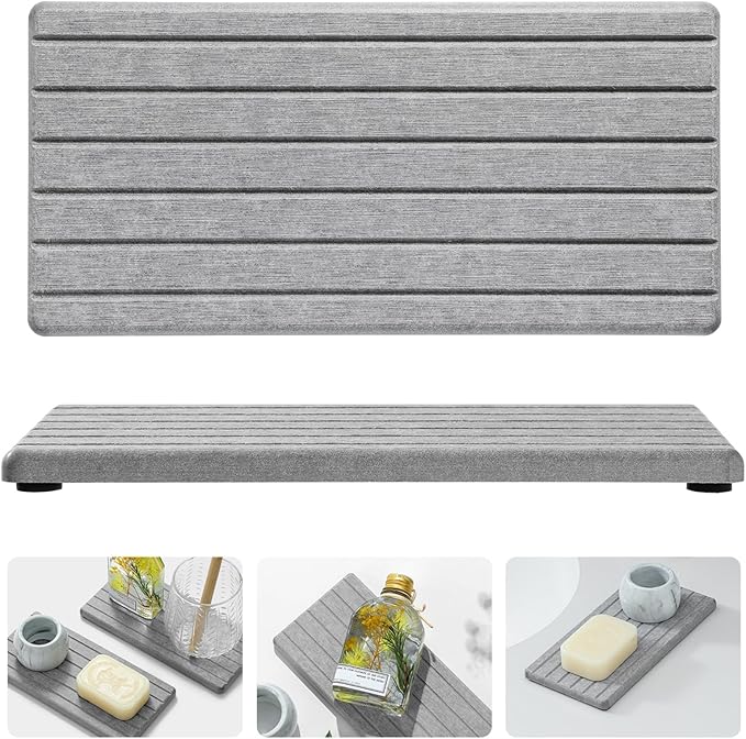 2PCS Instant Dry Diatomite Stone Counter Makeup Tray Organizer, Fast Drying by Razborci