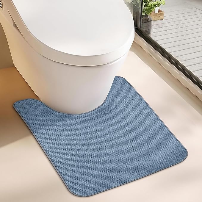 Toilet Rugs U Shaped Bathroom Rug, Machine Washable Non Slip Quick Dry Super by BosapDirect