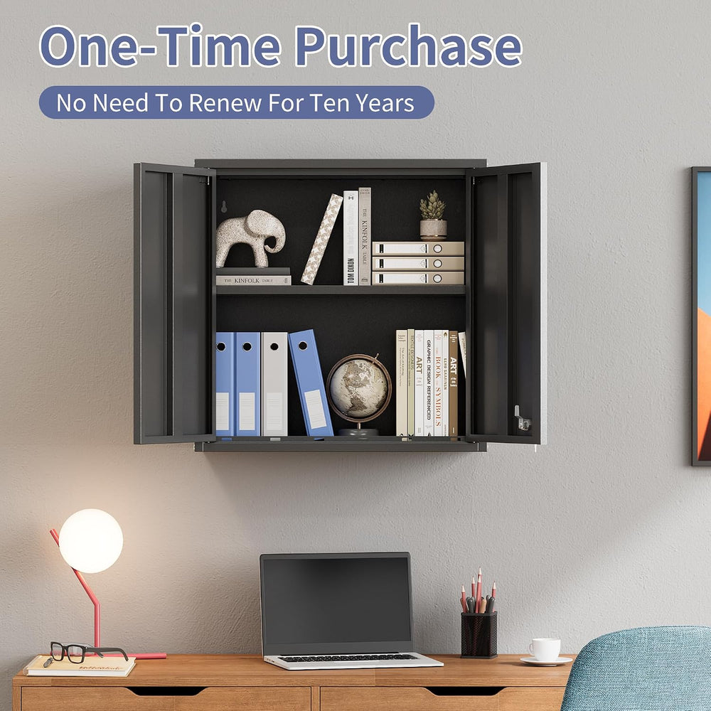 Garage Wall Cabinet,26”W Metal Wall Cabinet with Locking Doors and Handle,Wal...