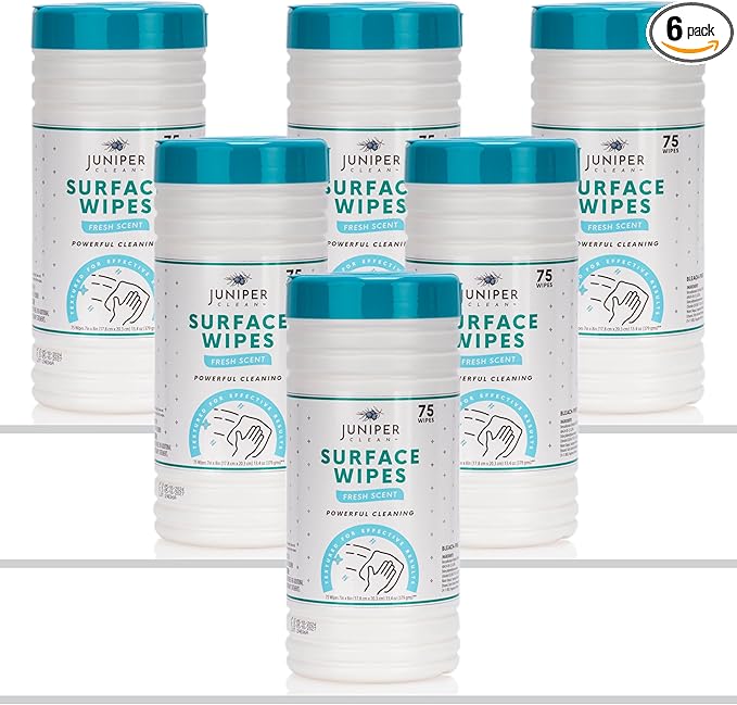 6 Pack Surface Cleaning Wipes Bleach Free, All-Purpose Cleaner by JuniperCLEAN