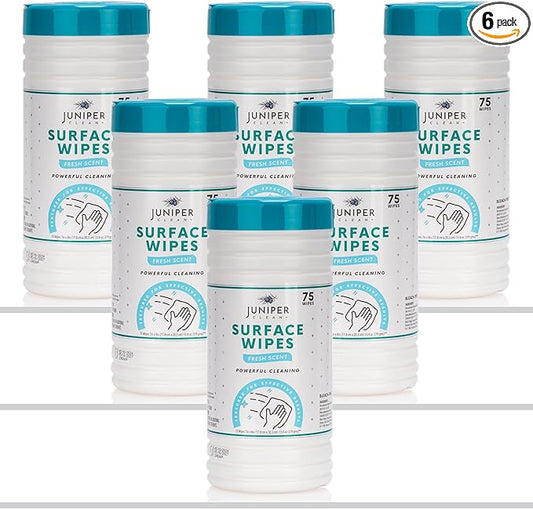 6 Pack Surface Cleaning Wipes Bleach Free, All-Purpose Cleaner by JuniperCLEAN