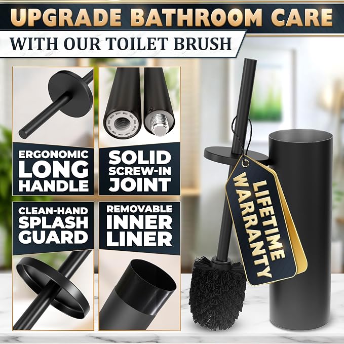 Black Toilet Brush and Holder Set - Image 4