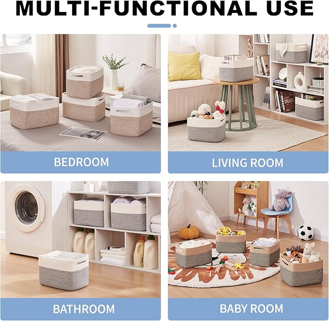 OIAHOMY 4 Pack Storage Baskets for Organizing, Basket for Shelves - Image 5