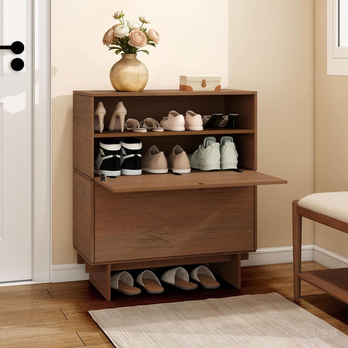 Sebastack Shoe Cabinet for Entryway, 28.6" W in Walnut Oak