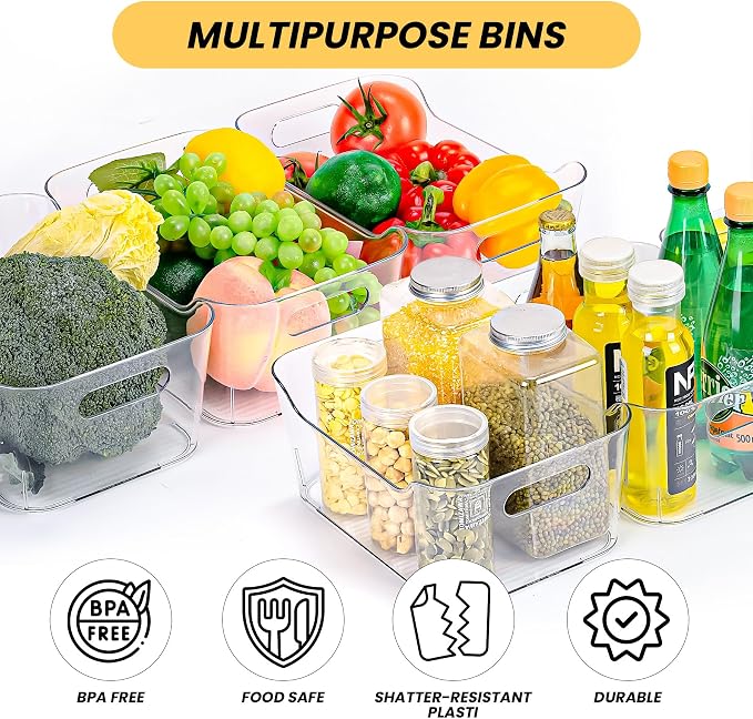 Clear Plastic Storage Bins, Refrigerator, Organizer Bins - Image 4