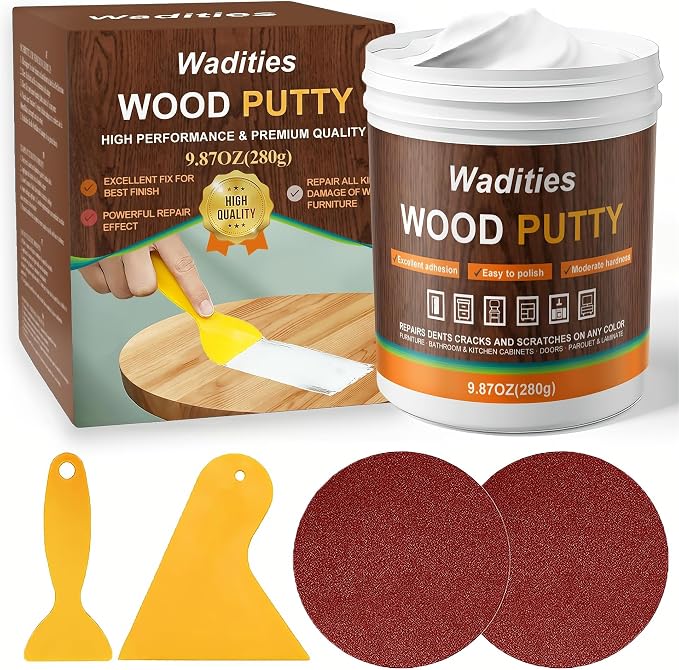 White Wood Filler, Paintable Stainable Wood Repair Putty, 9.87 Ounce Wood by Wadities
