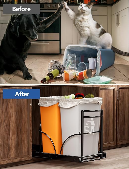 ANASTA Dual Pull Out Trash Can Under Cabinet Rack-No Can Included, Under Sink - Image 4
