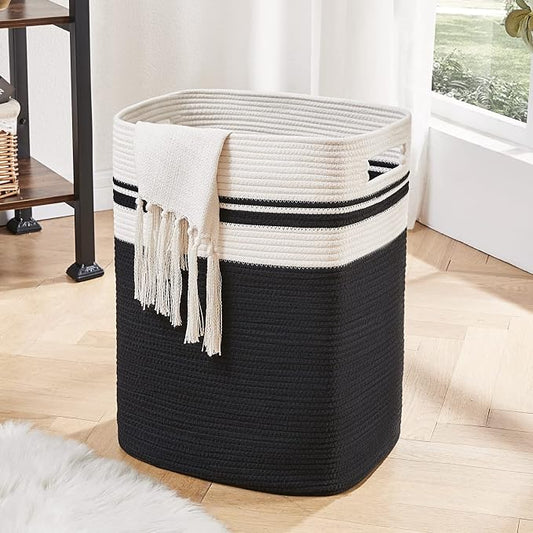 OIAHOMY Laundry Hamper-Laundry Basket, Tall Cotton Storage Basket by MasterofSpaceOptimization
