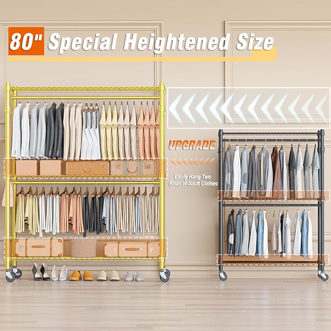 Homdox Gold Heavy Duty Clothes Rack - Image 2