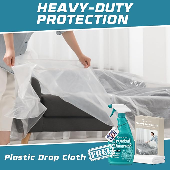 Crystal Chandelier Cleaner Spray Kit & Plastic Drop Cloth - Image 7