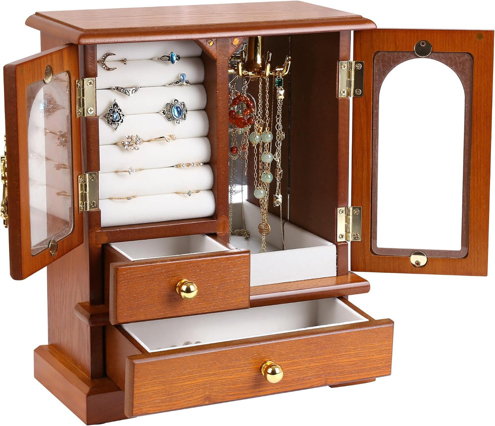 Kendal Wooden Jewelry Box for Women, Graduation Gift Solid Jewelry Holder Org...