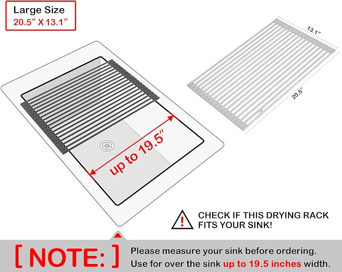 Surpahs Over Sink Foldable Multipurpose Roll-Up Dish Drying Rack, Silicone - Image 2