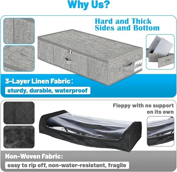 Under Bed Storage Container Bins 2 Pack, 5 Inch Thin Low Profile Underbed - Image 8
