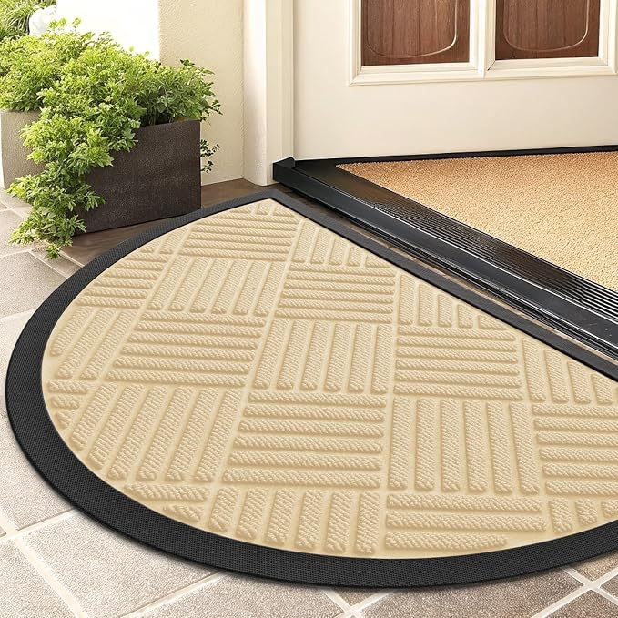 Smiry Half Circle Front Door Mat Outside Entrance, Heavy Duty Outdoor Indoor by Smiry