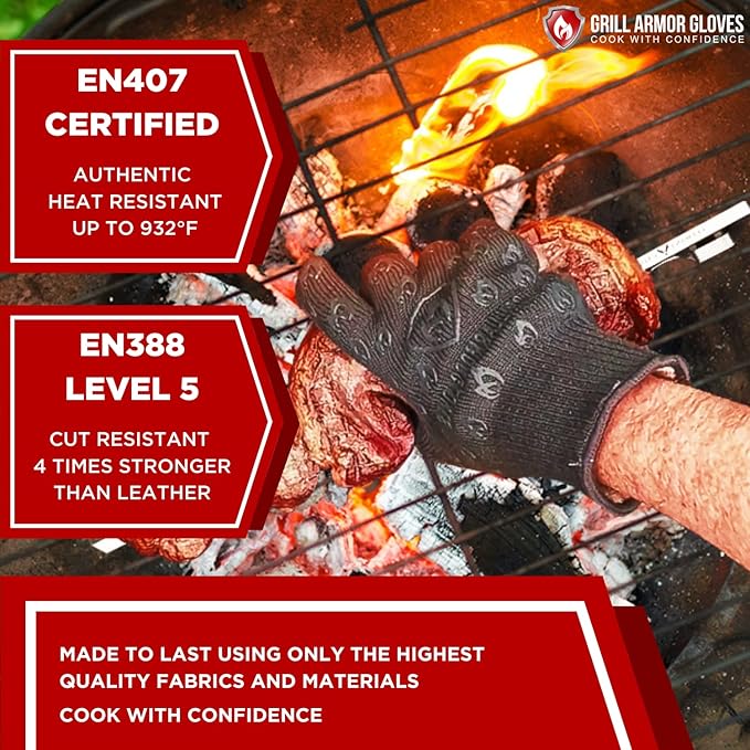 Grill Armor Oven Gloves 932°F Extreme Heat & Cut Resistant Oven Mitts - Image 3