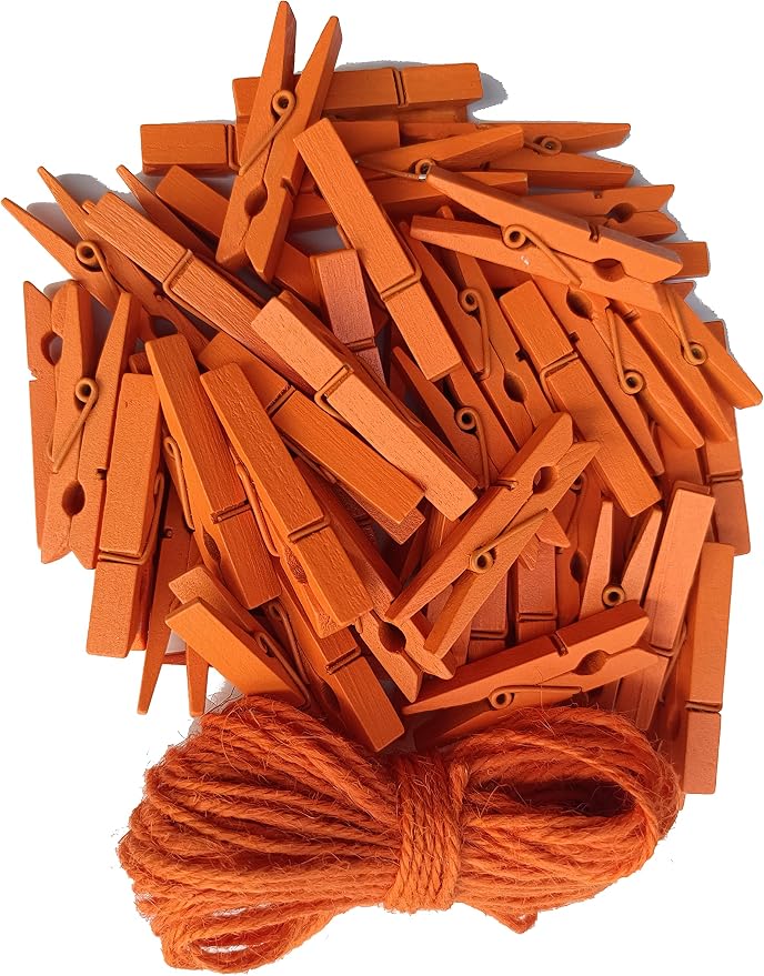 1.9 in Orange Wood Clothespins Hang Kids Artwork Craft Project Clothes Clips by Unknown