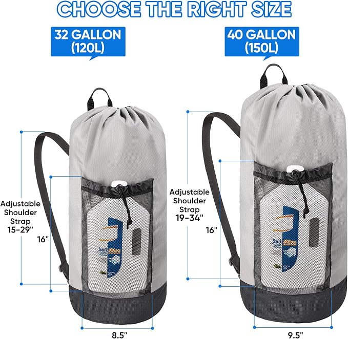 BALEINE 150L Laundry Bag Backpack, 900D Oxford Fabric Large Travel Laundry Bags - Image 2