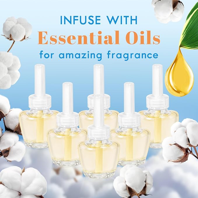 LASENTEUR Plug in Scented Oil Refill, 6 ct, Cotton Scent Long-Lasting Natural - Image 3