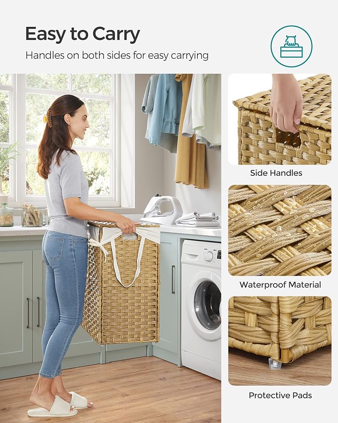 SONGMICS Laundry Hamper with Lid, 130L Clothes Hamper with 2 Removable Liner - Image 7
