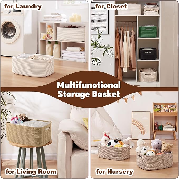 OIAHOMY Storage Basket for Shelves, Closet Cube Storage Bins Baskets for - Image 6
