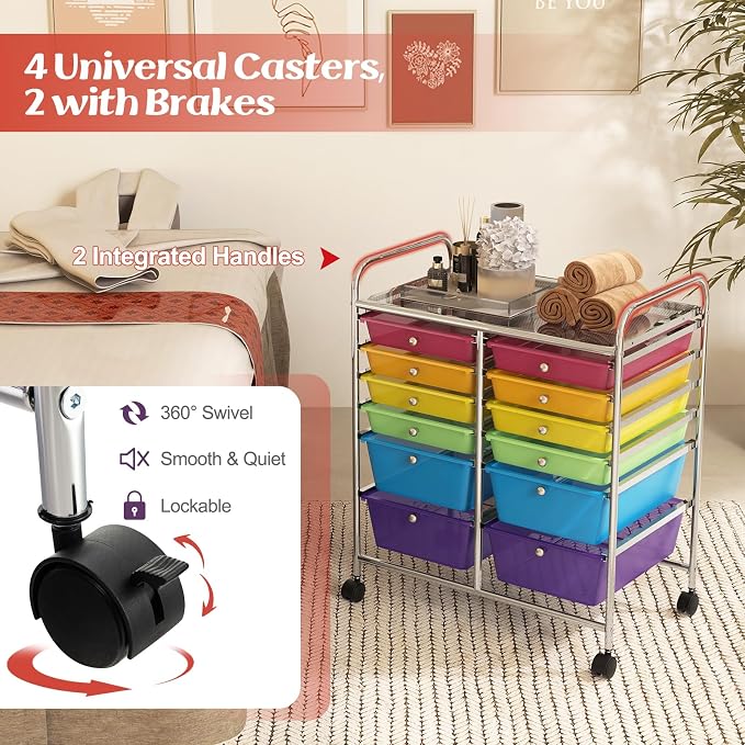 GOFLAME 12-Drawer Rolling Storage Cart, Mobile Utility Cart - Image 5