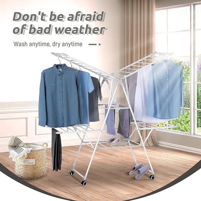 Gullwing Laundry Drying Rack, Space Saving Indoor & Outdoor Use, 61.81' x - Image 4