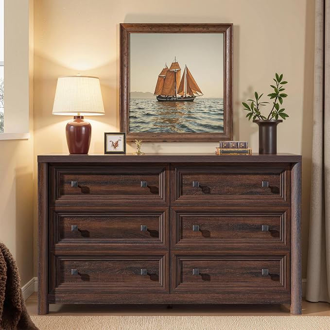 Farmhouse Walnut 6 Drawers Dresser - Image 7