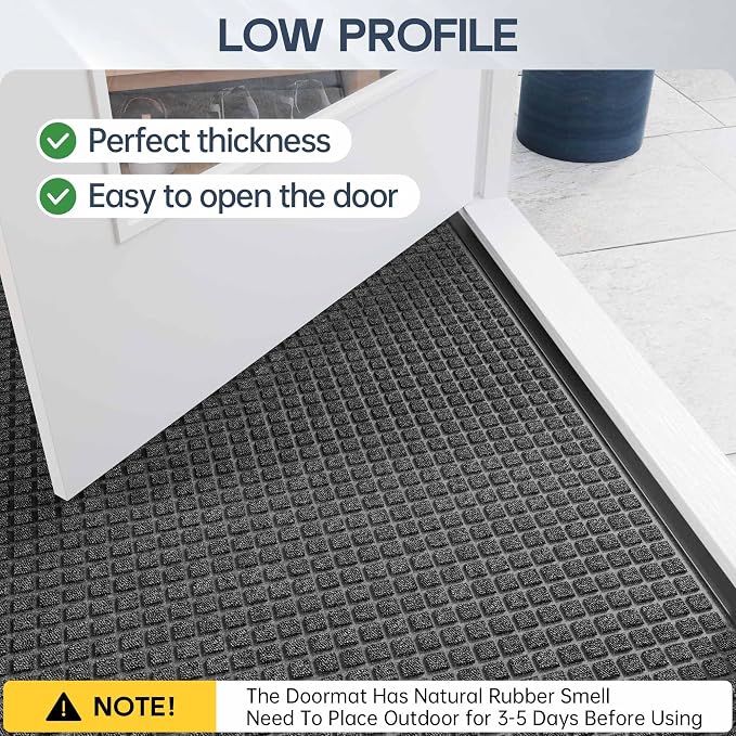 Amyracel Front Door Mat Outdoor Indoor Entrance, Heavy Duty Rubber Backing - Image 2