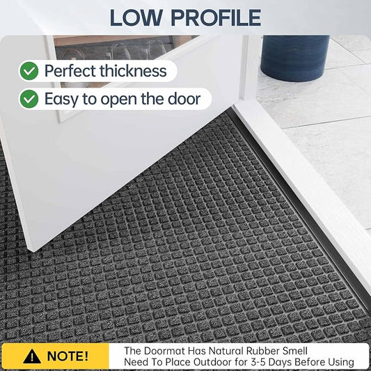 Amyracel Front Door Mat Outdoor Indoor Entrance, Heavy Duty Rubber Backing - Image 2
