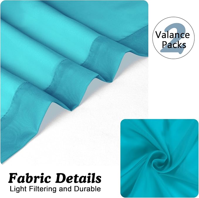 Chyhomenyc Sheer Valances for Windows 2 Pieces, 42Wx14L Inches Small Valance - Image 5