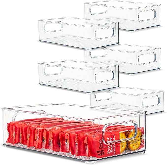 Plastic Food Storage 6 Pack Clear Container Bin by primebox