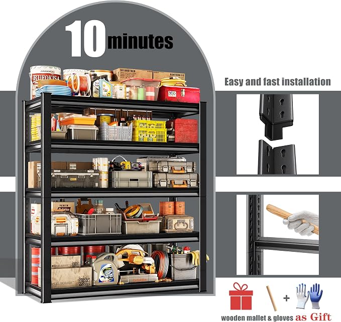 78" H Garage Shelving Heavy Duty，2800LBS Loads Adjustable Garage Storage Shelves - Image 6