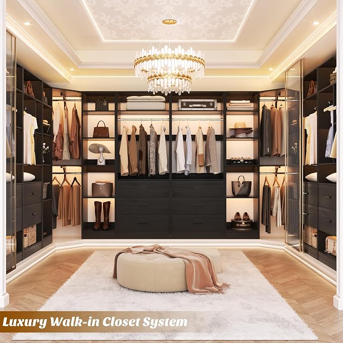 Corner Closet System with 6 Drawers, Closet Organizer System with 14 Shelves & - Image 2