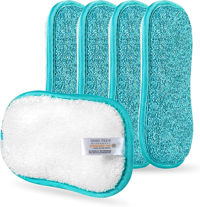 Kitchen Dish Sponge Scrubber Non Scratch, Dishcloth No Odor Reusable Washable by comfso
