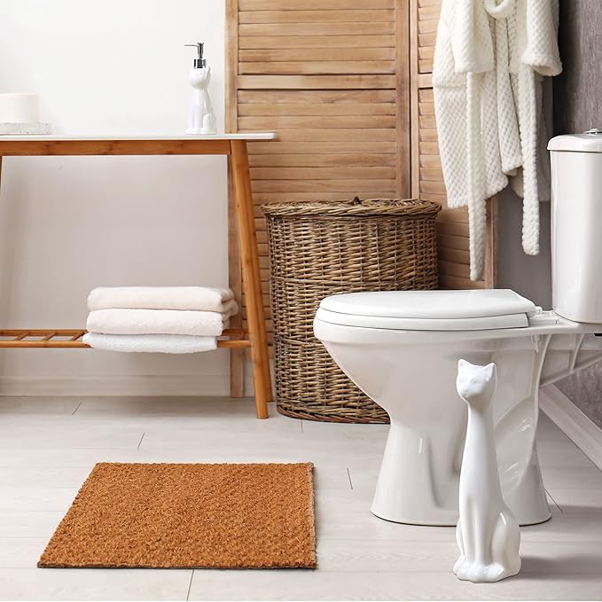 Allure Home Creation Cat 3-Piece Ceramic Toilet Brush Holder & Soap Dispenser - Image 2