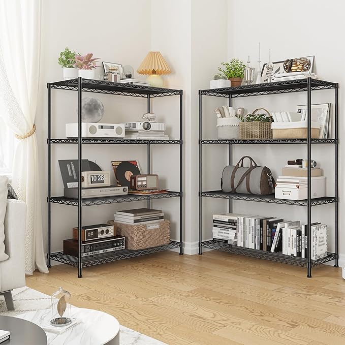 4- Shelf Metal Shelving Unit Adjustable Storage Shelves Heavy Duty Garage