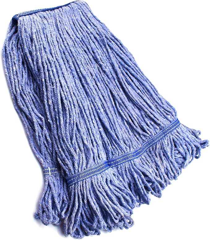 String Mop Heads Replacement Heavy Duty Commercial Grade Blue Cotton Looped End by NIUBEE
