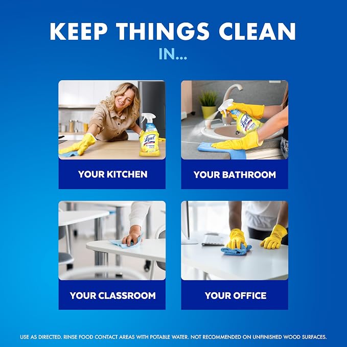 Lysol All Purpose Cleaner Spray, Kitchen & Bathroom Cleaner, Lemon Breeze Scent - Image 3