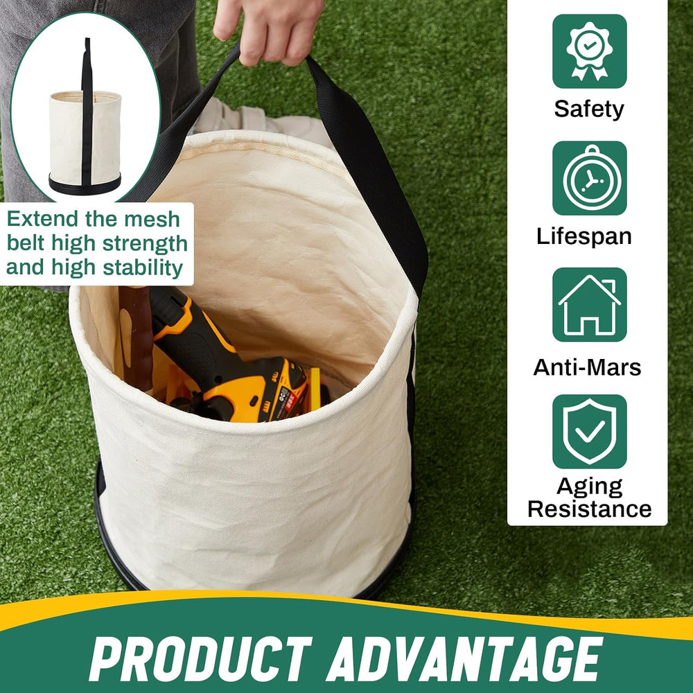 2 Pack Utility Canvas Tool Bucket 9" D x 14" H All Purpose Canvas B...