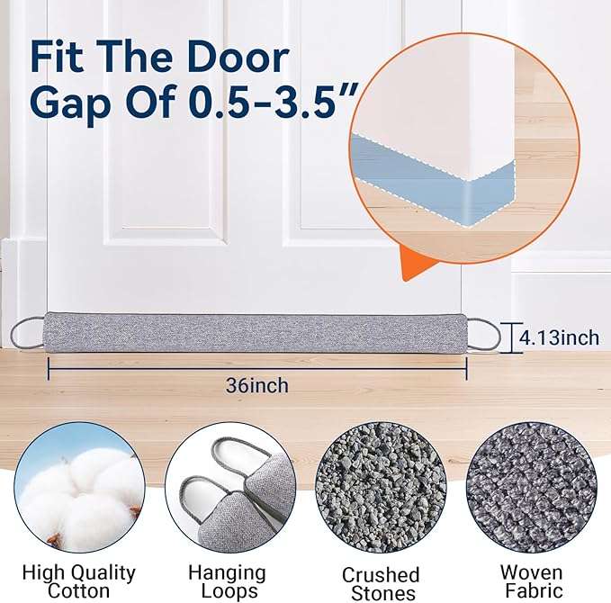 Door Draft Stopper for Bottom of Door, 36’’ Heavy Duty Under Door Draft Blocker - Image 3
