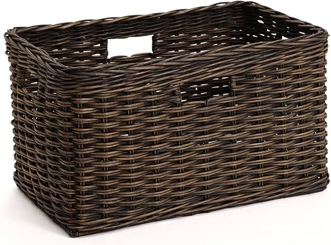 The Basket Lady Tall Rectangular Wicker Storage Basket, 20 in L x 13 in W x 11 by TheBasketLady