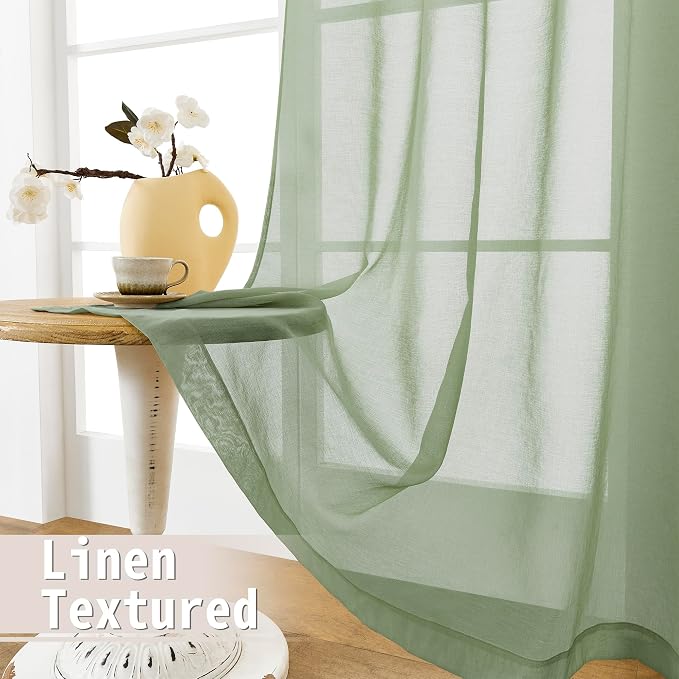 Tollpiz Short Sheer Door Curtains Closet Linen Textured Curtains Sheer Doorway - Image 4